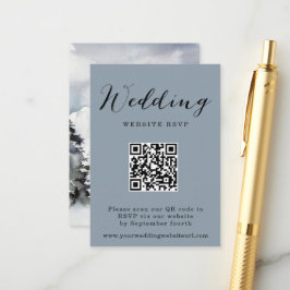 Cartão De Informações Rustic Winter Mountain Code QR Resposta de Casamen