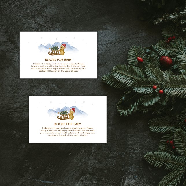 Cartão De Informações Rustic Winter Sleigh Bear Books For Baby Shower (Rustic Winter Sleigh Bear Books For Baby Shower Enclosure Card)