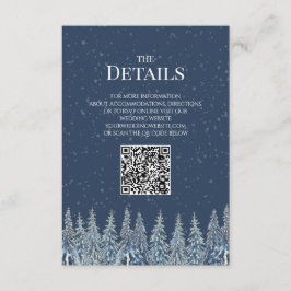 Cartão De Informações Rustic Winter Woods Wedding QR code Details Insert