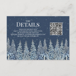 Cartão De Informações Rustic Winter Woods Wedding QR code Details Insert