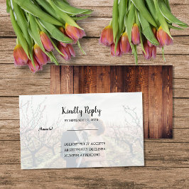 Cartão De Informações Rustic wood photo Wedding budget RSVP