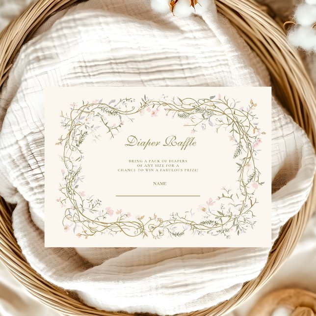 Cartão De Informações Rustic Woodland Fern Chá de fraldas Diapper Raffle (Criador carregado)
