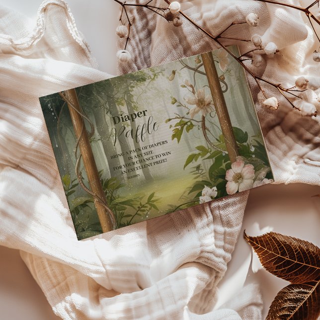 Cartão De Informações Rústica Floresta de Madeira Raffle Diapper (Criador carregado)