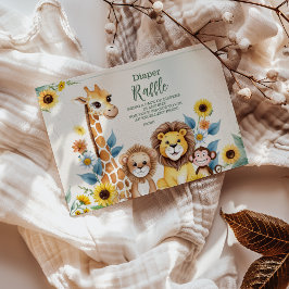 Cartão De Informações Rústica Selva Safari Animais Raffle Diapper