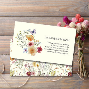 Cartão De Informações Rústico Boho Lua de Mel com Flores Silvestres Dese