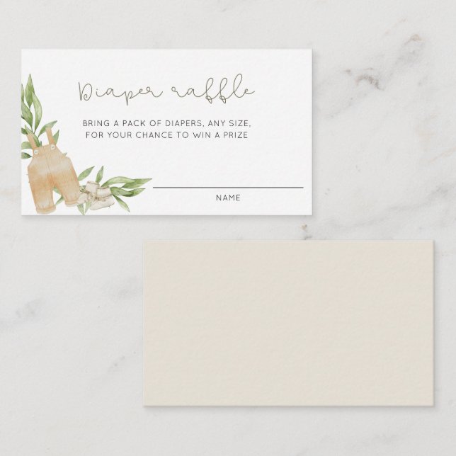 Cartão De Informações Rústico Gênero Fralda Neutra Raffle (Frente/Verso)