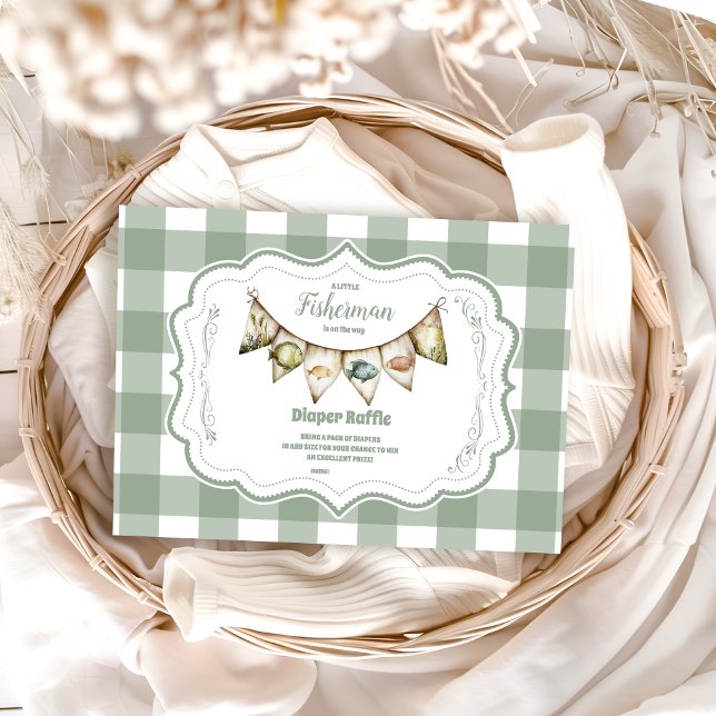 Cartão De Informações Rústico Pequeno Pescador Pescado Diapper Raffle (Criador carregado)