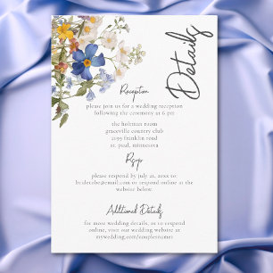 Cartão De Informações Rústico Prado Flores Selvagens Rúpias