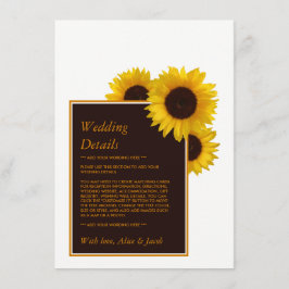 Cartão De Informações Rústicos Girassóis do País - Detalhe do Casamento