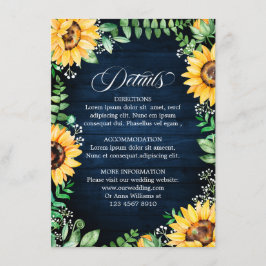 Cartão De Informações Rústicos Girassóis Marinho Respiratório do Bebê De