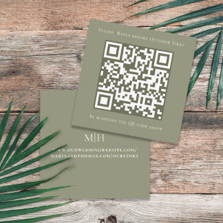 Cartão De Informações Sabugueiro Verde Simples Código QR Wisteria Quadra
