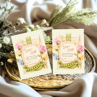 Cartão De Informações Saca de Papel para Sorteio de Fraldas Sweet Pea co