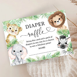 Cartão De Informações Safari Animal Baby Shower Jungle Diaper Raffle