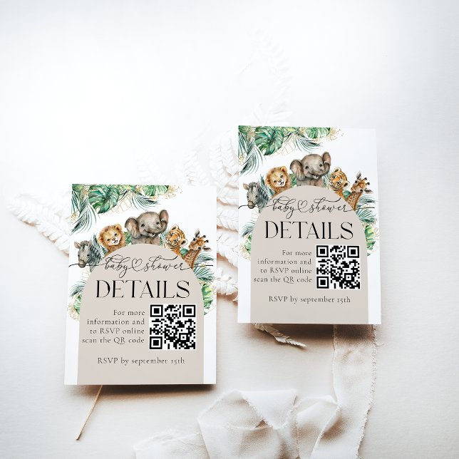 Cartão De Informações Safari Animal Jungle Chá de fraldas (Criador carregado)