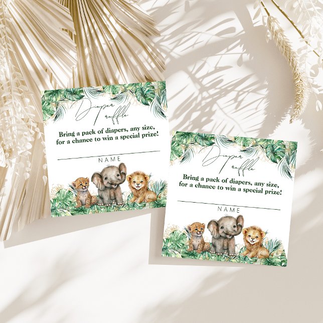 Cartão De Informações Safari Animal Jungle Green e Dourada fralda (Criador carregado)