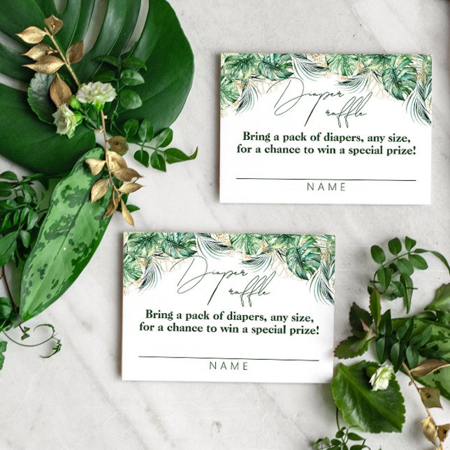 Cartão De Informações Safari Animal Jungle Green e Dourada fralda (Criador carregado)