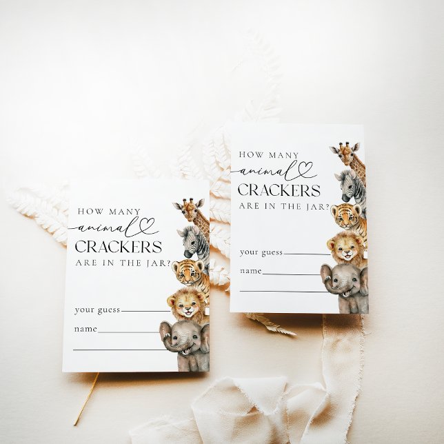 Cartão De Informações Safari Animal Moderno Chá de fraldas Adivinha Jogo (Criador carregado)
