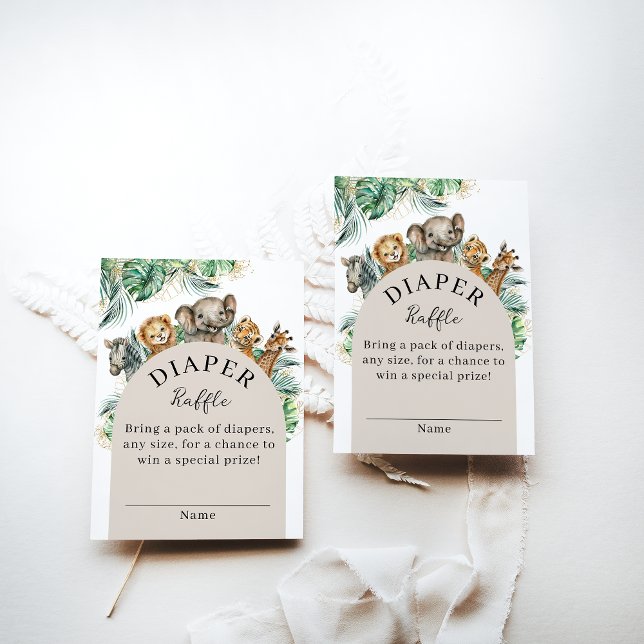 Cartão De Informações Safari Animal Selgle Chá de fraldas Moderna (Criador carregado)