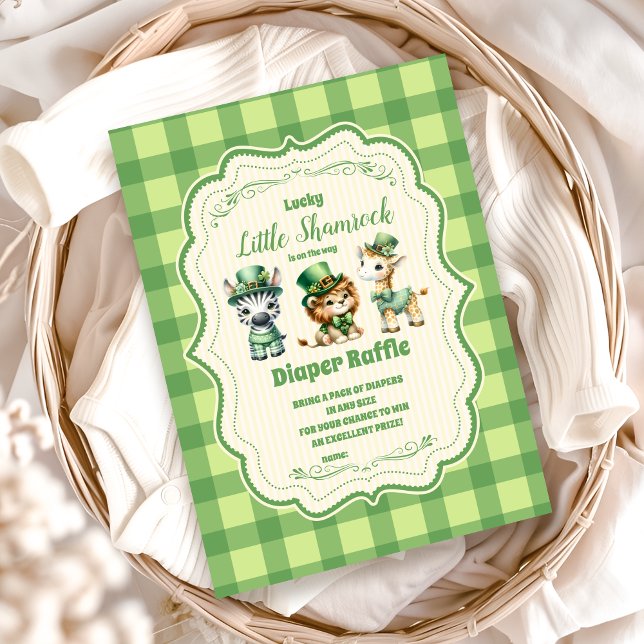 Cartão De Informações Safari Animlas Lucky Little Shamrock Diapper Raffl (Criador carregado)