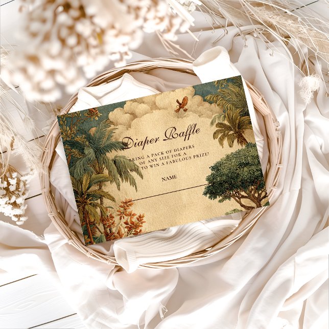 Cartão De Informações Safari Foliage & Friends Baby Showe Diapper Raffle (Criador carregado)