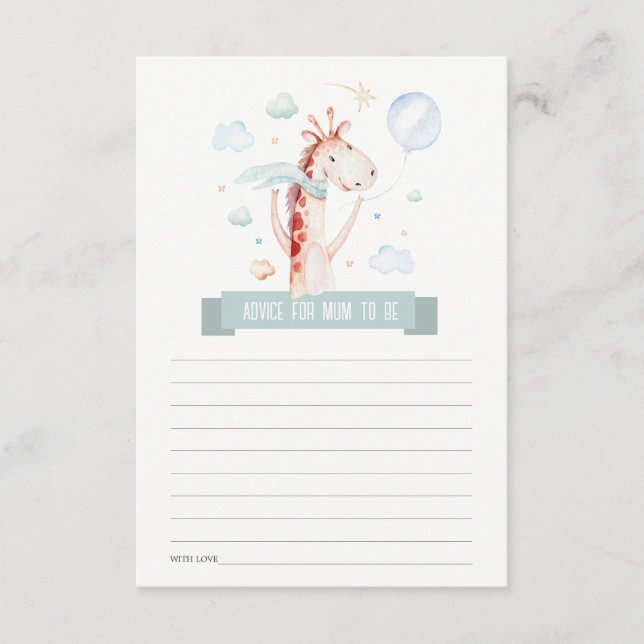 Cartão De Informações Safari Giraffe Balão Aconselhamento Para Chá de fr (Frente)