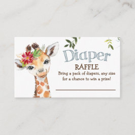 Cartão De Informações Safari Giraffe Fralda Raffle Chá de fraldas Azul