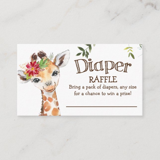 Cartão De Informações Safari Jungle Giraffe Fralda Raffle Chá de fraldas (Frente)