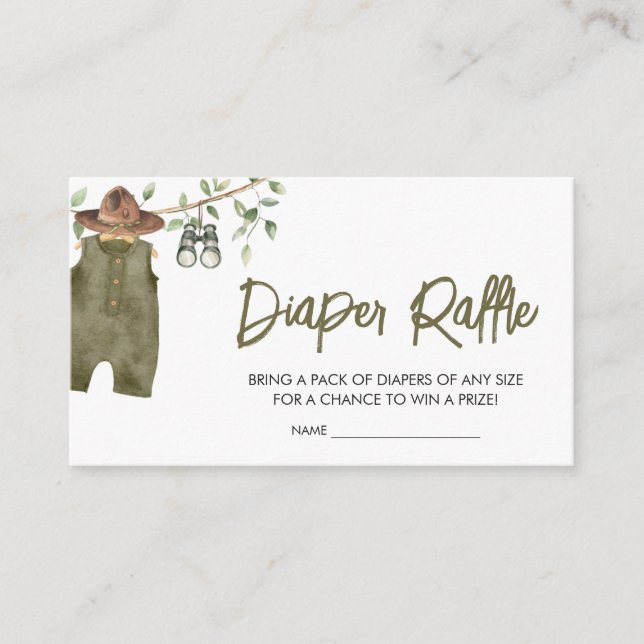 Cartão De Informações Safari Little Wild Um Bebê Roupa Fralda Raffle (Frente)