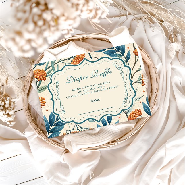 Cartão De Informações Sage Berry Botanical Baby Shower Diapper Raffle (Criador carregado)