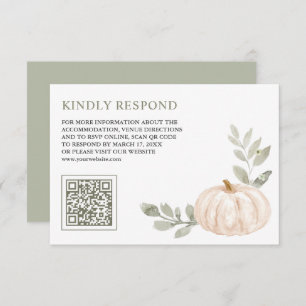 Cartão De Informações Sage Deixa Pumpkin Branco Código QR RSVP Casamento