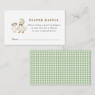 Cartão De Informações Sage gingham Silly Goose babyshower rifa de fralda