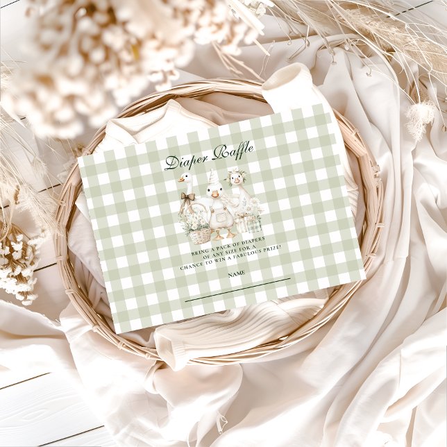 Cartão De Informações Sage Gingham Silly Goose Diapper Raffle (Criador carregado)
