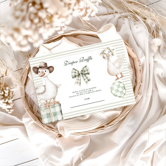 Cartão De Informações Sage Gingham Silly Goose Diapper Raffle (Criador carregado)