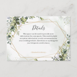 Cartão De Informações Sage gold eucalyptus geometric wedding detail card
