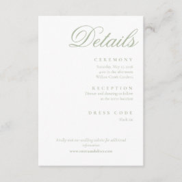 Cartão De Informações sage green 