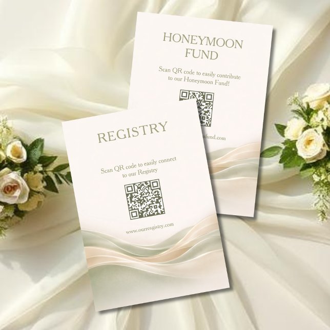 Cartão De Informações Sage Green and Ivory Registry & Honeymoon Fund (Sage Green and Ivory Registry & Honeymoon Fund Enclosure Card )