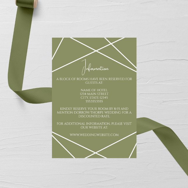 Cartão De Informações Sage Green and White Geometric Wedding (Criador carregado)