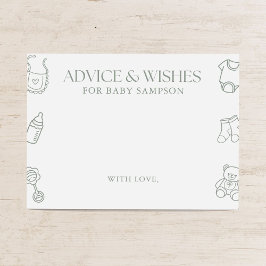 Cartão De Informações Sage Green Baby Shower Advice and Wishes