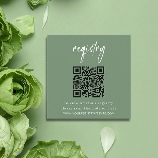 Cartão De Informações Sage Green Baby Shower Registry Card (Criador carregado)