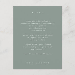 Cartão De Informações Sage Green Boho Foto Moderna de Casamento