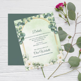 Cartão De Informações Sage Green Botanical Eucalyptus Wedding Details