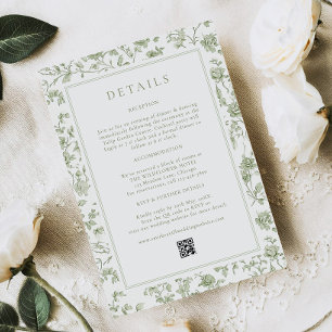 Cartão De Informações Sage Green Chinoiserie - Detalhes do Casamento