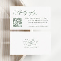 Sage Green Delicate Elegant Wedding RSVP