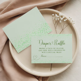 Cartão De Informações Sage Green Diaper Raffle Greenery Confetti