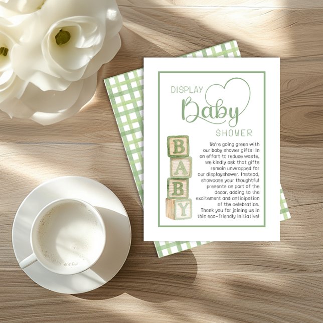 Cartão De Informações Sage Green Display Shower Card | Unwrapped Gifts  (Display Baby Shower)