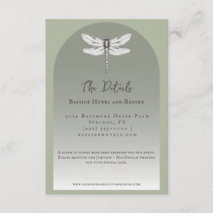Cartão De Informações Sage Green Dragonfly Wedding