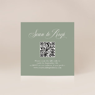Cartão De Informações Sage Green Elegance   RSVP com código QR