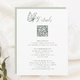 Cartão De Informações Sage Green Elegant Calligraphy Wedding Details
