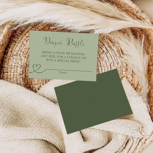 Cartão De Informações Sage Green Elegante Fralda moderna Raffle Baby (Criador carregado)