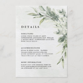 Cartão De Informações Sage Green Eucalyptus Detalhes do Casamento Minima